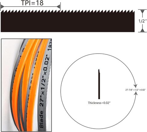 27 Inch Bandsaw Blades 18 TPI for DeWalt DCS377 DCS377B DCS375 DCS375B Bandsaw, Milwaukee 2429-20 48-39-0572 Portable Band Saw, 27" x 1/2" x 0.02" 18TPI- 5 Pack in Saudi Arabia