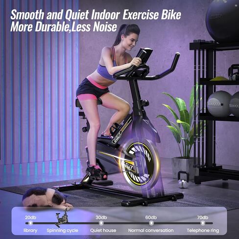 Exercise Bike-Indoor Stationary Bike for Home Gym,Workout Bike With Belt Drive,Cycling Bike With Digital Display & Comfortable Seat Cushion,Black Red in Saudi Arabia