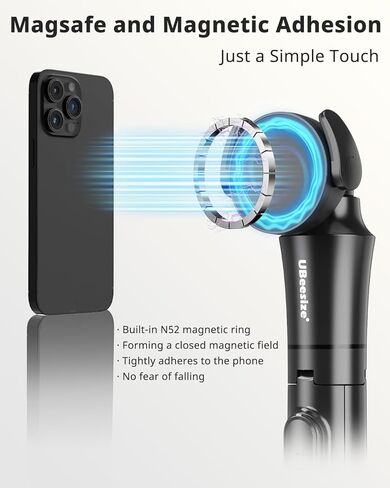 حامل ثلاثي مغناطيسي UBeesize مقاس 72 بوصة لهاتف iPhone مع حامل ثلاثي القوائم للهاتف الخلوي عن بعد وقابل للتمديد، متوافق مع MagSafe، حامل ثلاثي عصا سيلفي لهاتف iPhone 15 14 13 12 11 وهواتف Android in Kuwait