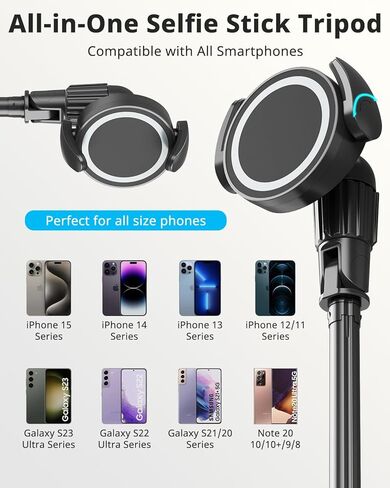 حامل ثلاثي مغناطيسي UBeesize مقاس 72 بوصة لهاتف iPhone مع حامل ثلاثي القوائم للهاتف الخلوي عن بعد وقابل للتمديد، متوافق مع MagSafe، حامل ثلاثي عصا سيلفي لهاتف iPhone 15 14 13 12 11 وهواتف Android in Kuwait