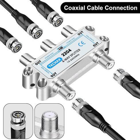 Coaxial Cable Splitter,Support 10-2602MHz,RG6 RG59 Coax Compatible,Work with MoCA2.5 and MoCA3.0, CATV, Satellite TV, Antenna, HDTV and High Speed Internet (6 Way Coaxial Cable Splitter) in Kuwait