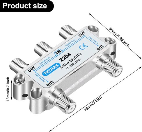 Coaxial Cable Splitter,Support 10-2602MHz,RG6 RG59 Coax Compatible,Work with MoCA2.5 and MoCA3.0, CATV, Satellite TV, Antenna, HDTV and High Speed Internet (6 Way Coaxial Cable Splitter) in Kuwait