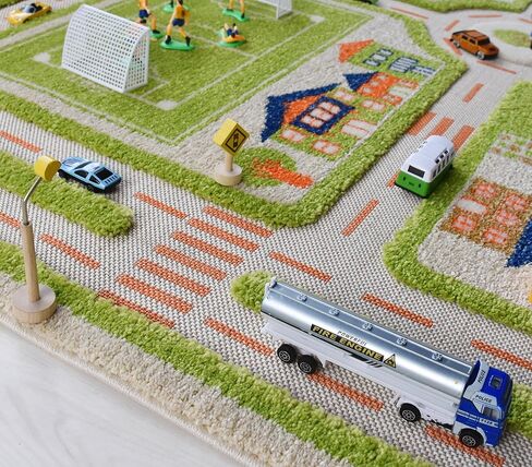 سجادة لعب IVI ثلاثية الأبعاد مقاس 71 × 52.5 بوصة سجادة أرضية تعليمية ناعمة لحركة المرور باللون الأخضر لغرفة النوم أو غرفة الأطفال أو غرفة اللعب، كبيرة in Kuwait