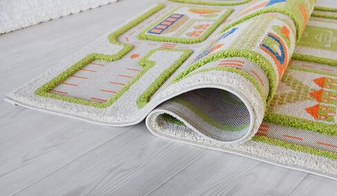 سجادة لعب IVI ثلاثية الأبعاد مقاس 71 × 52.5 بوصة سجادة أرضية تعليمية ناعمة لحركة المرور باللون الأخضر لغرفة النوم أو غرفة الأطفال أو غرفة اللعب، كبيرة in Kuwait