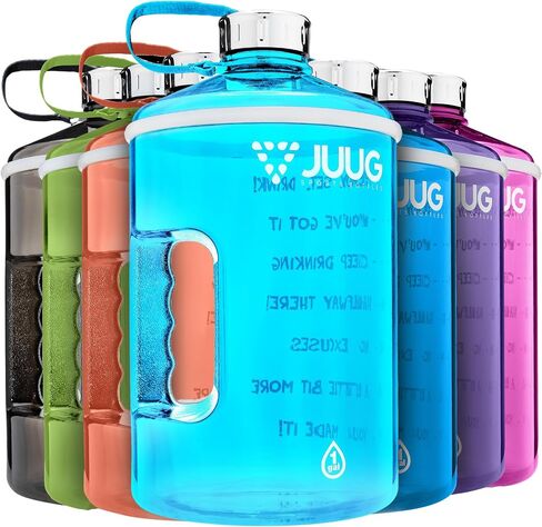 زجاجة مياه سعة 1 جالون من JUUG مع أوقات للشرب - إبريق ماء جالون بمقبض - زجاجة خالية من البيسفينول A مانعة للتسرب سعة 128 أونصة للياقة البدنية في صالة الألعاب الرياضية - زجاجة مياه سعة جالون واحد مع علامات وقت تحفيزية in Saudi Arabia