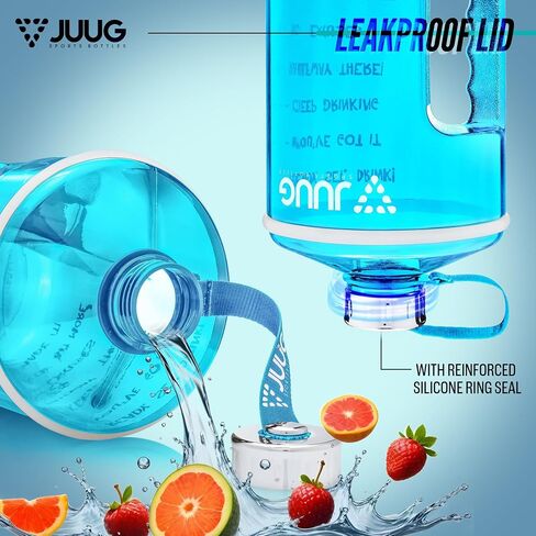 زجاجة مياه سعة 1 جالون من JUUG مع أوقات للشرب - إبريق ماء جالون بمقبض - زجاجة خالية من البيسفينول A مانعة للتسرب سعة 128 أونصة للياقة البدنية في صالة الألعاب الرياضية - زجاجة مياه سعة جالون واحد مع علامات وقت تحفيزية in Saudi Arabia
