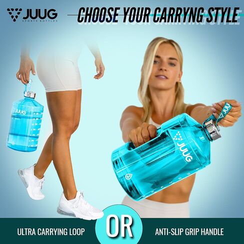 زجاجة مياه سعة 1 جالون من JUUG مع أوقات للشرب - إبريق ماء جالون بمقبض - زجاجة خالية من البيسفينول A مانعة للتسرب سعة 128 أونصة للياقة البدنية في صالة الألعاب الرياضية - زجاجة مياه سعة جالون واحد مع علامات وقت تحفيزية in Saudi Arabia