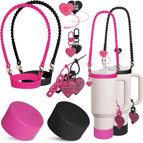 Stanley Cup Accessories Set 30&40 Oz, Includes 0.4in Straw Covers, Water Bottle Handle Strap, Cute Stanley Charms and Silicone Boot. in Saudi Arabia