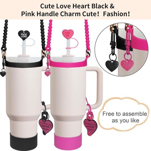 Stanley Cup Accessories Set 30&40 Oz, Includes 0.4in Straw Covers, Water Bottle Handle Strap, Cute Stanley Charms and Silicone Boot. in Saudi Arabia