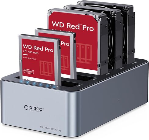 ORICO USB 3.0 Hard Drive Docking Station Aluminum 5 Bay Hard Drive Cloner/Duplicate USB 3.2 Gen 1 for 2.5''/3.5'' SSD HDD Up to 20TB-6656C3 in Saudi Arabia