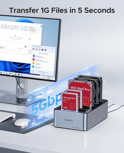 ORICO USB 3.0 Hard Drive Docking Station Aluminum 5 Bay Hard Drive Cloner/Duplicate USB 3.2 Gen 1 for 2.5''/3.5'' SSD HDD Up to 20TB-6656C3 in Saudi Arabia