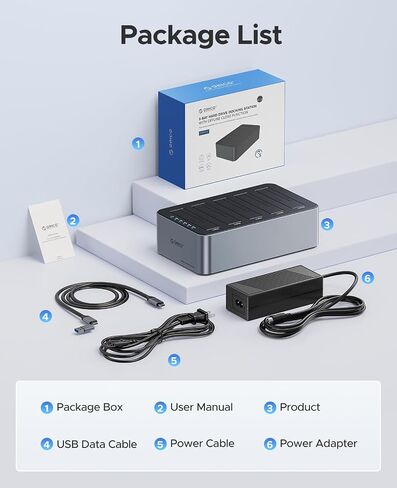 ORICO USB 3.0 Hard Drive Docking Station Aluminum 5 Bay Hard Drive Cloner/Duplicate USB 3.2 Gen 1 for 2.5''/3.5'' SSD HDD Up to 20TB-6656C3 in Saudi Arabia