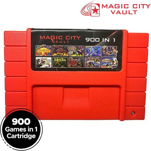 خرطوشة Magic City Vault 900 in 1 لوحدة التحكم SNES Super Nintendo 16Bit - أحمر in Saudi Arabia