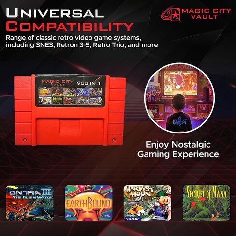 خرطوشة Magic City Vault 900 in 1 لوحدة التحكم SNES Super Nintendo 16Bit - أحمر in Saudi Arabia