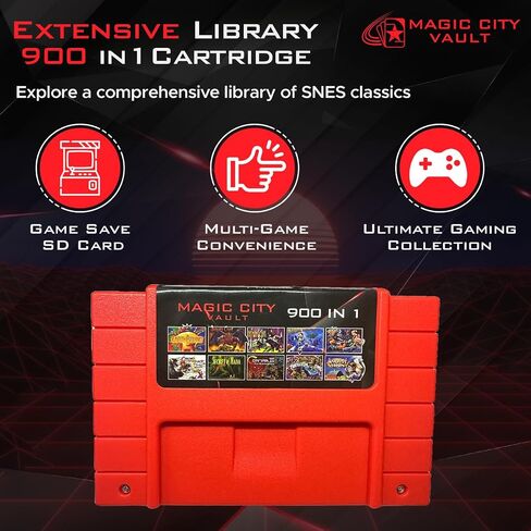خرطوشة Magic City Vault 900 in 1 لوحدة التحكم SNES Super Nintendo 16Bit - أحمر in Saudi Arabia