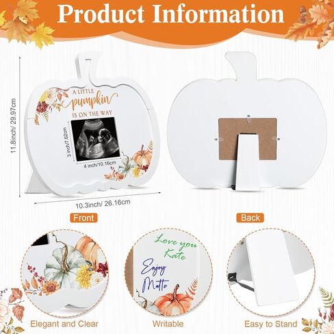 إطار Sonogram لاستحمام الطفل من Thyle Pumpkin مع 12 علامة، إطار صغير على شكل قرع على الطريق، إطار مميز لكتاب ضيف استحمام الطفل، إطار صورة بالموجات فوق الصوتية للكشف عن الجنس، هدية تذكارية لحفلة استحمام الطفل in Saudi Arabia