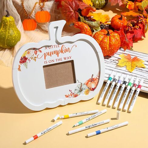 إطار Sonogram لاستحمام الطفل من Thyle Pumpkin مع 12 علامة، إطار صغير على شكل قرع على الطريق، إطار مميز لكتاب ضيف استحمام الطفل، إطار صورة بالموجات فوق الصوتية للكشف عن الجنس، هدية تذكارية لحفلة استحمام الطفل in Saudi Arabia