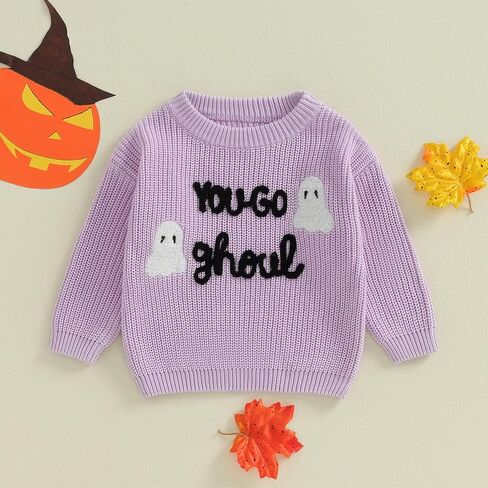 Toddler Baby Boy Girl Halloween Outfit Knitted Sweater Pumpkin Embroidered Pullover Tops Fall Winter Clothes in Saudi Arabia