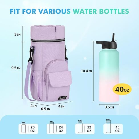 Water Bottle Holder with Strap Insulated Water Bottle Carrier Bag 32/40oz Water Bottle Bag with Phone Pocket for Walking Hiking Camping in Saudi Arabia