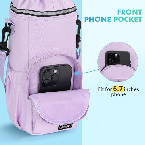 Water Bottle Holder with Strap Insulated Water Bottle Carrier Bag 32/40oz Water Bottle Bag with Phone Pocket for Walking Hiking Camping in Saudi Arabia