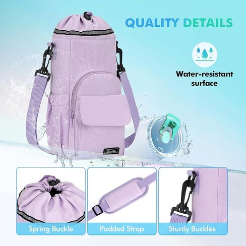 Water Bottle Holder with Strap Insulated Water Bottle Carrier Bag 32/40oz Water Bottle Bag with Phone Pocket for Walking Hiking Camping in Saudi Arabia