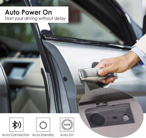 Avantree CK11 مجموعة أدوات السيارة بلوتوث بدون استخدام اليدين، مكبر صوت عالٍ، يدعم مساعد Siri Google وإيقاف الحركة التلقائي، مقبض الصوت، طقم مكبر صوت لاسلكي في السيارة مع مشبك قناع - أسود in Kuwait