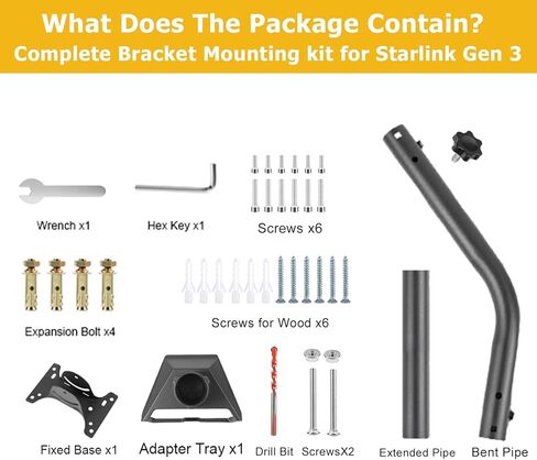 Adjustable Starlink Gen 3 Mount with Extendable Pipe, Adapter, Screws, Starlink Pole Mount, Starlink Pivot Mounting Kit Compatible with Starlink Standard Dish, V3 Kickstand Dishy for Roof, Long Wall in Saudi Arabia