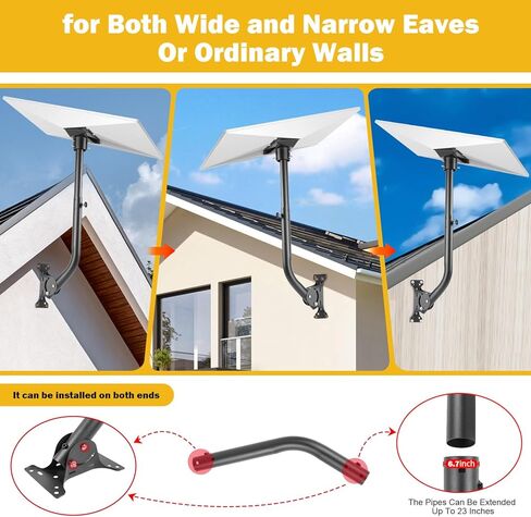 Adjustable Starlink Gen 3 Mount with Extendable Pipe, Adapter, Screws, Starlink Pole Mount, Starlink Pivot Mounting Kit Compatible with Starlink Standard Dish, V3 Kickstand Dishy for Roof, Long Wall in Saudi Arabia