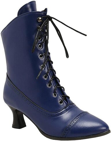 Seborluys Women Vintage Victorian Lace Up Boots Kitten Heel Ankle Boots Pointed Toe Mid Heel Booties With Zipper Wedding Bridal Costume… in Saudi Arabia