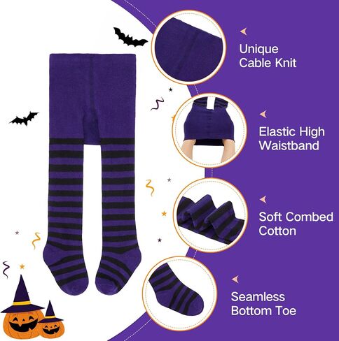 American Trends Halloween Girls Tights Toddler Striped Tights Ultra-Soft Baby Girl Leggings Witch Tight in Saudi Arabia