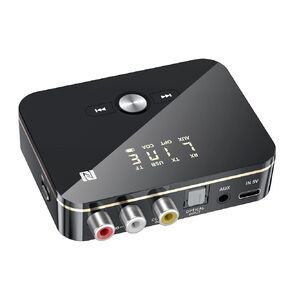 Bluetooth 5.0 Receiver and Transmitter, NFC-Enabled Wireless Adapter for Music Streaming Sound System Car Aux Home TV Stereo Smart Phones Tablets and Speakers aptX Low Latency & HD Audio