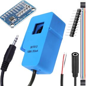 Current Transformer SCT-013-000 Non-invasive Split Core Current Transformer AC 100A/50mA + ADS1115 ADC Conversion Board with Male and Female Dupont Cable Audio Female Cable in Kuwait