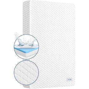 38’’x24’’ Mini Crib Mattress, Dual-Sided Waterproof Breathable Hypoallergenic, Premium Memory Foam & High Density Foam, Portable Travel Crib Mattress, Fits Mini and Portable Cribs, White