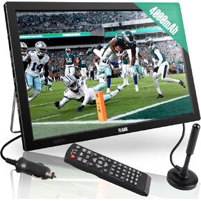 15.6" Portable TV with Antenna,Battery Powered TV with 4000mAh,Small TV with ATSC Tuner,Portable TV for Camping,Travel,Car,RV,Kitchen Emergency.Support HDMI/USB/SD Input