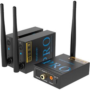 1Mii 3-in-1 2.4Ghz Wireless Audio Transmitter Receiver for 2 Subwoofer/Active Speaker/Power Amplifier, 20ms Low Latency,192kHz/24bit HiFi, 328ft Range, Optical/Coaxial/3.5mm(RCA) Audio Input/Output in Kuwait