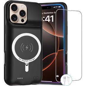 Battery Case for iPhone 16 Pro Max,Newest 12000mAh Rechargeable Portable Charging Case with Wireless Charging Compatible for iPhone 16 Pro Max (6.9 inch) with Carplay Battery Pack Charger Case (Black)