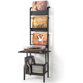 Record Player Stand with Vinyl Storage, Record Player Table with Vinyl Record Storage up to 250 Albums, Turntable Stand with Record Holder Display Shelf, Record Player Cabinet Organizer Rack