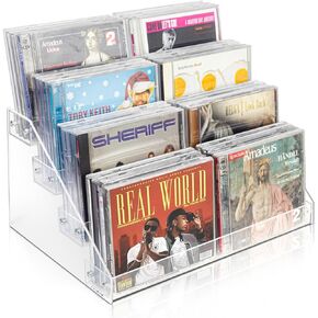 Vowcarol 4-Tier CD Storage Organizer, Dvd Case Holder Organizer CD Holder for 32 CD Jewel Cases