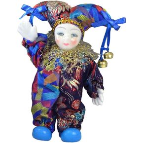 SM SunniMix 33cm Porcelain Hanging Foot Clown Doll Harlequin Doll, Desk Shelf Display Ornaments, Style A