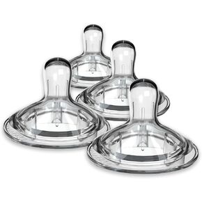 حلمات زجاجات الأطفال من نانوبيبي، حلمة من السيليكون، فتحات ثلاثية، جاهزة للاستخدام، عبوتان، تدفق متوسط in Kuwait