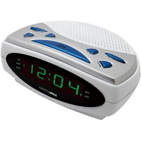 HANNLOMAX HX-137CR Alarm Clock Radio, PLL AM/FM Radio, Dual Alarm, 0.9" Blue LED Display (White)