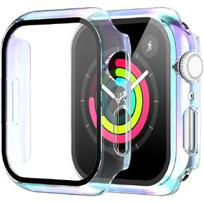 Diruite 2-Pack for Apple Watch Series 10 46mm Screen Protector Case,All-Around Tempered Glass Screen Protector Case Ultra-Thin for iWatch Series 10 46mm Protection Cover Case (Black+Black)
