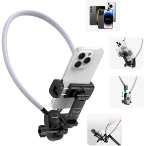Neck Phone Holder- POV/Vlog Hands Free!- Neck Mount for Phones with Phone Clip,Compatible with iPhone Samsung Google Pixel and All Phones(No Magnetic Version)