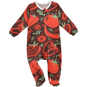 Doodle Vegetables Baby One-Piece Footies Long Sleeve Rompers Pajamas Zip Front Pjs for Boys Girls kids 3M