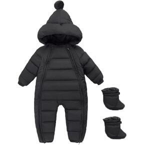 Baby Snowsuit Newborn Winter Unisex Jumpsuit Infant Hooded Double Zipper Romper Girls Boys Warm Outwear