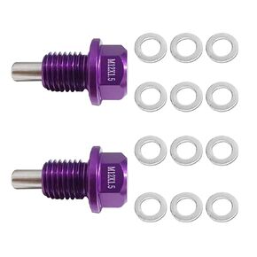 2Pcs M12 x1.75 Magnetic Oil Drain Plug Stainless Steel with 12 Copper Washer Gaskets Replacement for Toyota, Lexus, Nissan, Infiniti(Red)