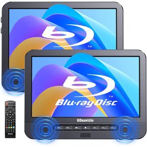 10.1'' Portable Blu Ray Player for Car with Rechargeable Battery, Dual Screen Blu Ray DVD Player Support 1080P Video, Dolby Audio, HDMI Out, Sync Screen, Last Memory, Region Free, USB/SD