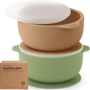 KeaBabies 2-Pack Baby Bowls with Suctions, Lids - Silicone Suction Bowls for Baby Boy, Girl, Toddlers Suction Bowls, Kids Bowl, Silicone Bowls for Baby Food, BPA-Free, Dishwasher Safe (Slate)