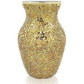 Tempered Mosaic Glass Vase 7.8inch (Purple)