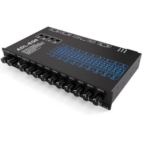 Facmogu 9-Band Car Audio Equalizer, Car Graphic Equalizer EQ W/Front, Rear + Sub Output, 8V RMS Line Driver, Adjustable Audio Output for Car, Boat, W/CD/AUX Input Select & White Light Illumination
